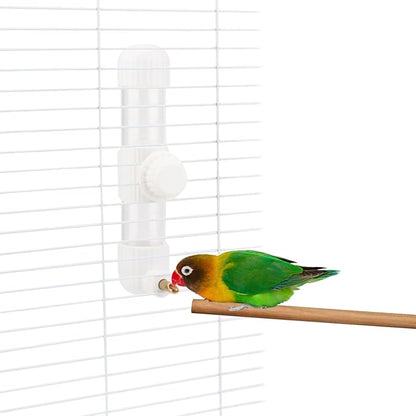 Hypeety Leak-Proof Bird Water Bottle for Cage Clear No Spill Automatic Parrot Water Dispenser with Spring Valve for Small Parrots Budgies Finches Cockatiels Lovebirds (White, 7.4 oz/220 ml)