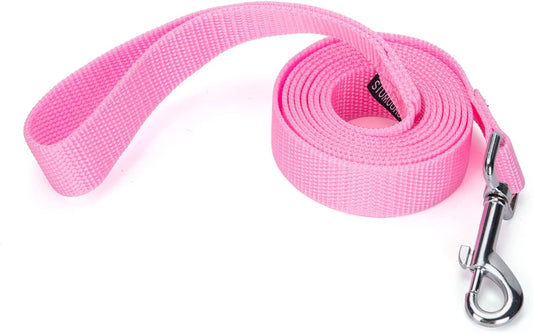 Strong Durable Nylon Dog Training Leash, 1 Inch Wide Traction Rope, 6 ft Long, for Small and Medium Dog (Pink, 6 Feet)