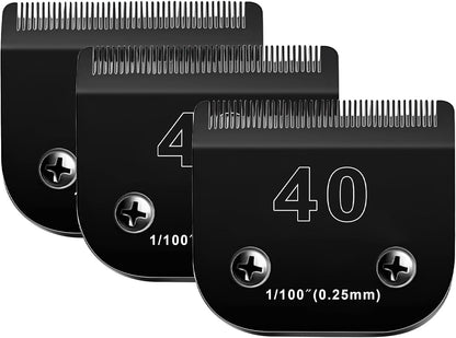 3PACK 40 Blades Dog Grooming Blades Compatible with Ainds/Oster A5/Wahl KM-10 Series Dog Clippers,Detachable Clipper Replacement Blade，Black