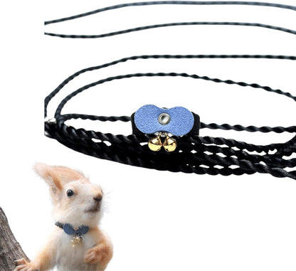 Squirrel Chipmunk Traction Rope Strap Anti-Biting Chain Rope, Small Animal Walking Collar Harness with Lead Leash for Hamster Gerbil Rat Mouse Ferret Chinchilla (Blue)