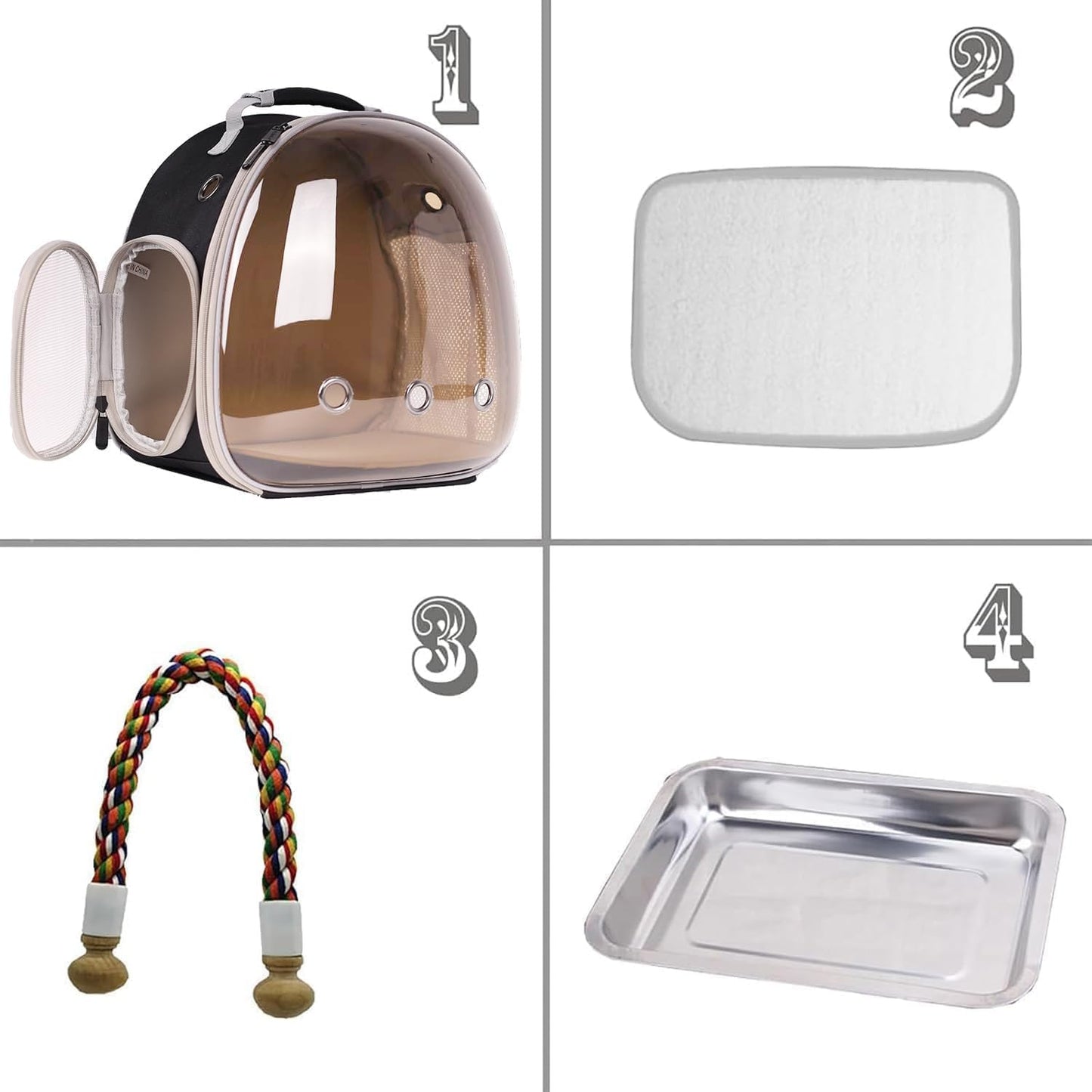 Bird Carrier Cage, Bird Travel Backpack Carrier with Metal Tray and Standing Perch, Tint Polarized Blue Space Capsule Astronaut Bubble Hard Window