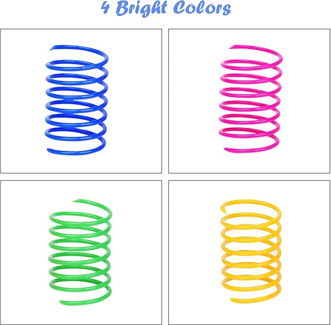 ISMARTEN 100 Pack Pet Wide Colorful Springs Cat Toys Plastic Coil Spiral Springs for Cat Kitten Pets (Random Color)