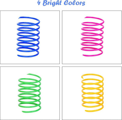 ISMARTEN 100 Pack Pet Wide Colorful Springs Cat Toys Plastic Coil Spiral Springs for Cat Kitten Pets (Random Color)