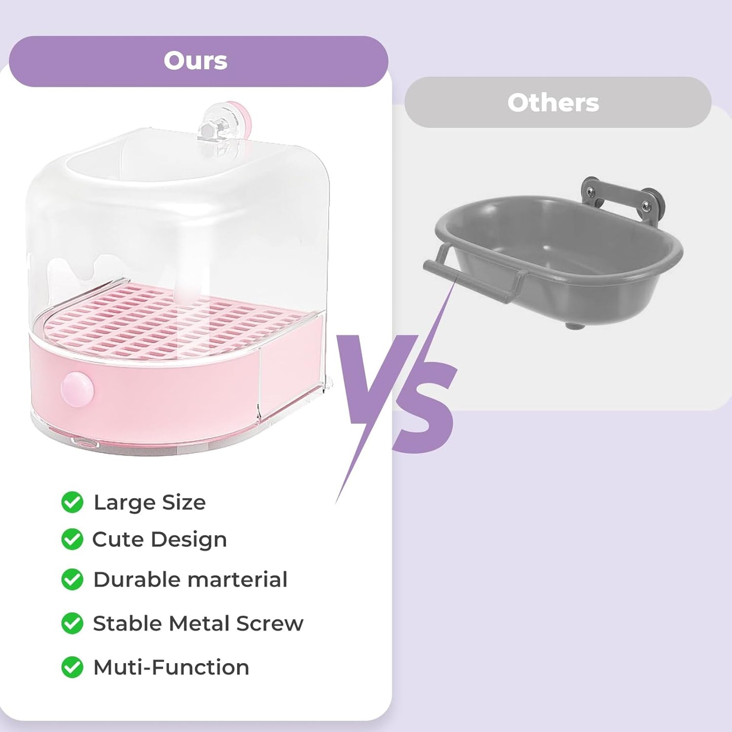 mini&moe Bird Bath for Cage, 4 in 1 Multifunction Birds House/Bath/Litter Box/Feeder Room, Bird Cage Accessories for Pet Birds Conure Budgies Cockatiels Lovebird,Finches, Parakeets, Mannikin, White