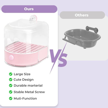 mini&moe Bird Bath for Cage, 4 in 1 Multifunction Birds House/Bath/Litter Box/Feeder Room, Bird Cage Accessories for Pet Birds Conure Budgies Cockatiels Lovebird,Finches, Parakeets, Mannikin, Pink