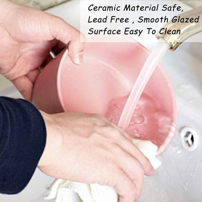 Petygooing Dog Cat Bowl Ceramic Pink Pet Dish with Stand for Food and Water, Modern Cute Matte Glaze Weighted Pet Bowls Set for Cats & Small Size Dogs 13.5 OZ (5.1In / 1.7 Cups) Pink