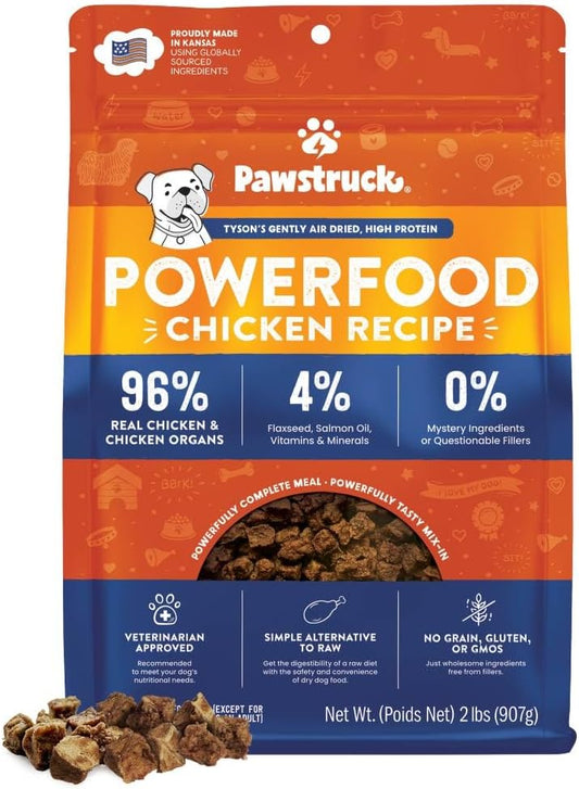 Pawstruck Air Dried Dog Food with Real Chicken, Grain-Free, Made in USA, Non-GMO & Vet Recommended, High Protein Limited Ingredient Full-Feed for All Breeds & Ages, 2lb Bag