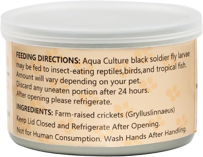 6 Pack Canned Crickets for Reptiles, Fish, Birds and Small Animals, Crickets, Healthy High Protein Treat, Reptile Bird Fish Food 1.2 Ounces Each