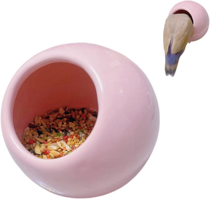 Bird Feeder Ceramic Anti-Spill Food Bowl for Parrot Cockatiels Parakeets Conures Zebra Finch Hamsters Guinea Pigs Rabbits Gerbil- Small Pet Supplies (Pink)