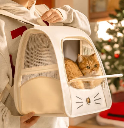 Handheld Crossbody cat Bag,Transparent Carrier Portable,Small Cat Carried Bag Collapsible Soft-Sided Pet Carriers for Kitten Puppy Rabbit Travel Hiking Walking & Outdoor Use(White)