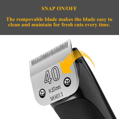 40 Cut Length 1/100"(0.25mm) Detachable Pet Dog Clipper Blades UltraEdge Series Clipper Blades for Dog Grooming Compatible with Most Andis,Oster A5 Wahl KM Series Clippers