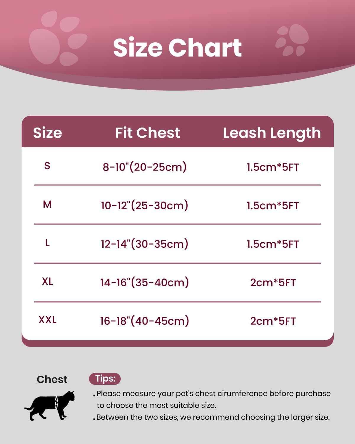 FAYOGOO Cat Harness and Leash Set | Upgrade Step-in Escape Proof Harness | Lightweight Soft Vest, No-Choke Design for Walking, Travel, Camping (Pink)