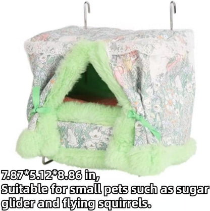 Rat Hammock for Cage Chew Proof Rat Toys Warm Bed, Small Animal Hanging Stainless Steel Basket Ferret Cage Accessories and Habitats Removable Nest Mat for Hamster, Sugar Glider, Hedgehog (Green)