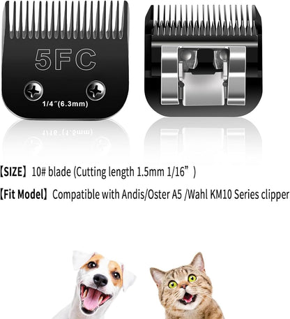 5F Blades Dog Grooming Blades Compatible with Andis/Oster A5/Wahl KM-10 Series Dog Clippers,Detachable Clipper Replacement Blade,Black(5FC/3PCS)