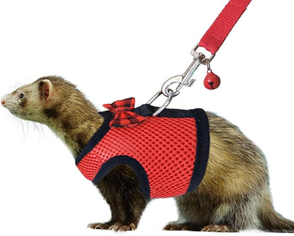 Rypet Animal Harness and Leash - Soft Mesh Pet Harness With Safe Bell, No Pull Comfort Padded Vest for Small Pet Red M