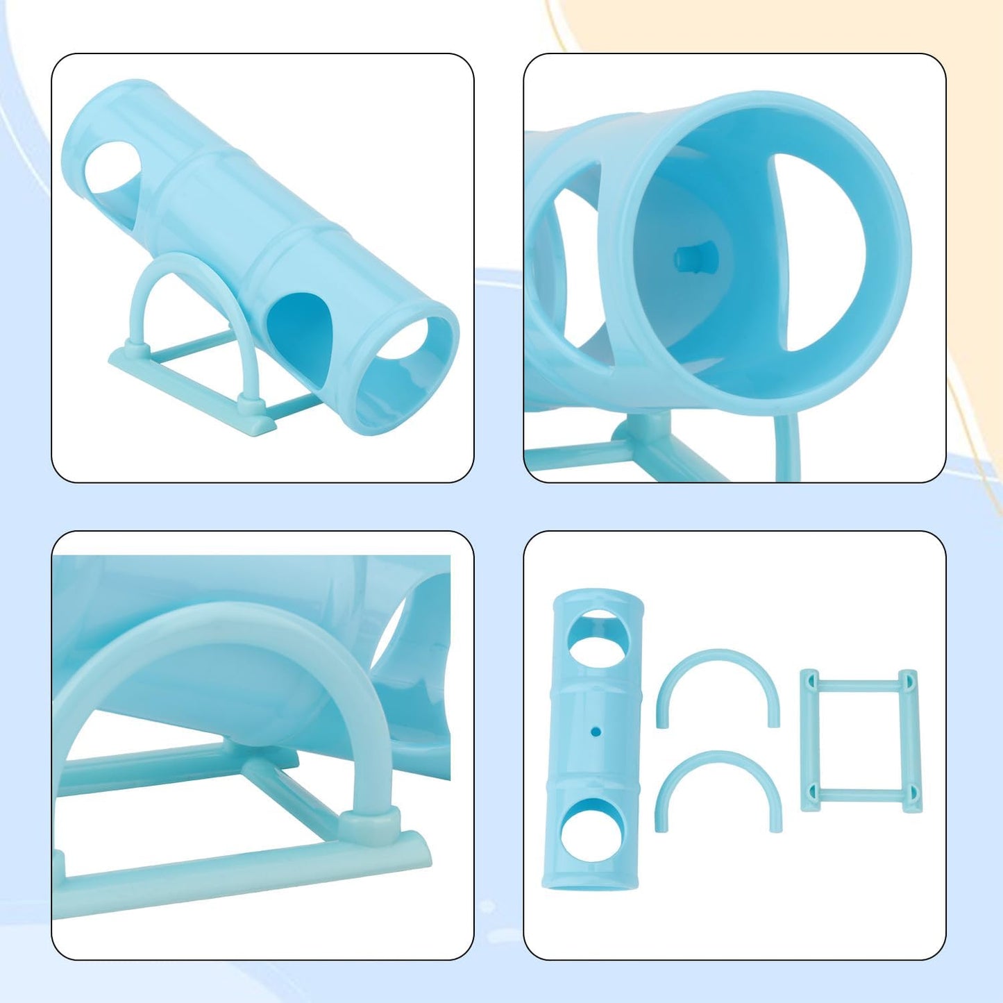 Hypeety Hamster Plastic Seesaw Tunnel Toy Hamster Mouse Hollow Tunnel Tube Toy Funny Exercise Gym Playground for Hmaster Dwarf Gerbil Small Pets (Blue)