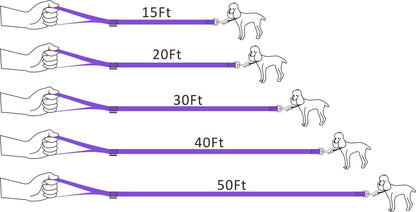Dog/Puppy Obedience Recall Training Agility Lead - 15ft Long Training Leash，3/4in Wide - Great for Play, Camping, or Backyard (15Feet, Purple)