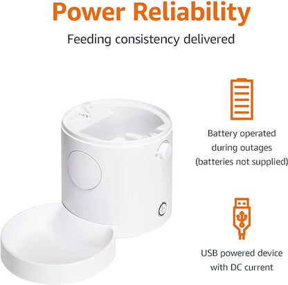 Amazon Basics Automatic Feeder for Cats and Dogs with Speed & Portion Control, 4L Capacity, White