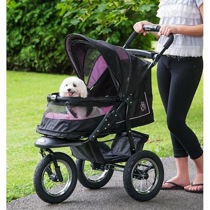 Pet Gear No-Zip NV Pet Stroller for Cats/Dogs, Zipperless Entry, Easy One-Hand Fold, Gel-Filled Tires, Plush Pad + Weather Cover Included, 3 colors