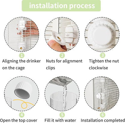 9.4 Fl Oz No Mess Bird Water Dispenser, Automatic Parrot Water Feeder with Spring Valve, Clear Cage Water Drinker for Parakeets Cockatiels Budgies Finch Lovebirds & Canary (White, 9.4 fl oz (280ml))