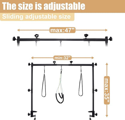 Dog Grooming arm with Restraint Loops, Adjustable Height(0"~35"),Adjustable Width (32"~47") for Large & Medium & Small Pets Bathing & Grooming (Black)