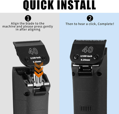 3 Pack 40# Detachable Dog Grooming Steel Blades,Compatible with Andis,Oster A5,Wahl KM-10 Series,Cut Length 1/100" 0.25MM （Black）