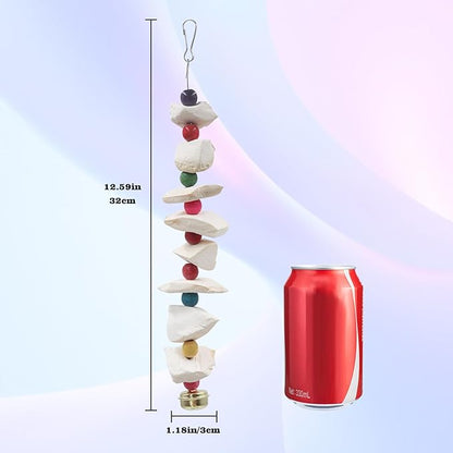 2 Pack Bird Toys with Cuttlebone, Parakeet Toys, Bird Beak Grinding Stone, Cage Accessories for Parakeets, Cuttlefish Bone for Budgies, Cockatiels, Lovebirds, Quakers, Small to Medium