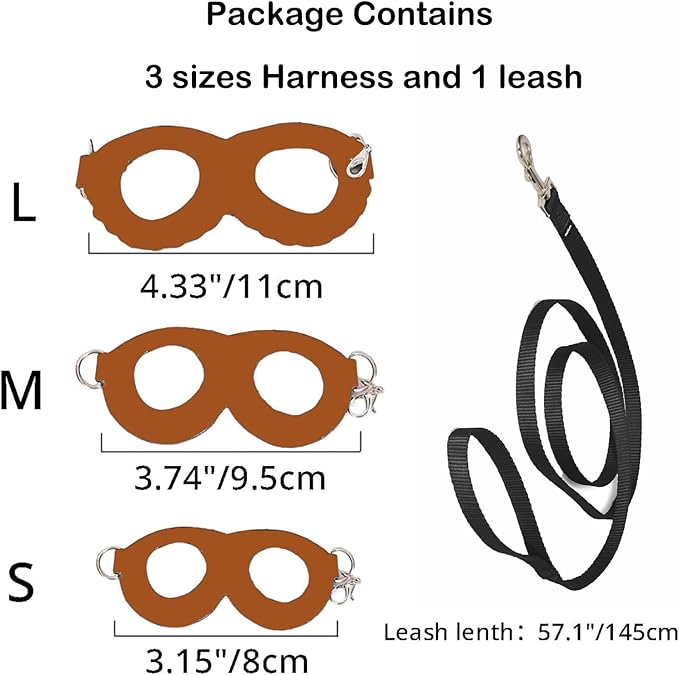 3 Pack Sugar Glider Harness and Leash Set Small Animal Training Walking Vest for Squirrel Hamster Rat-Black
