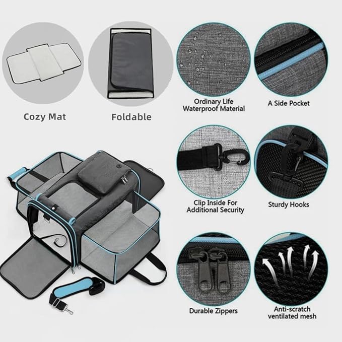 Expandable Travel Small Dog Cat Carrier(Large),Airline Approved Soft-Sided Pet Carrier with Removable Fleece Pad and Pockets for Cats/Puppy and Small Animals