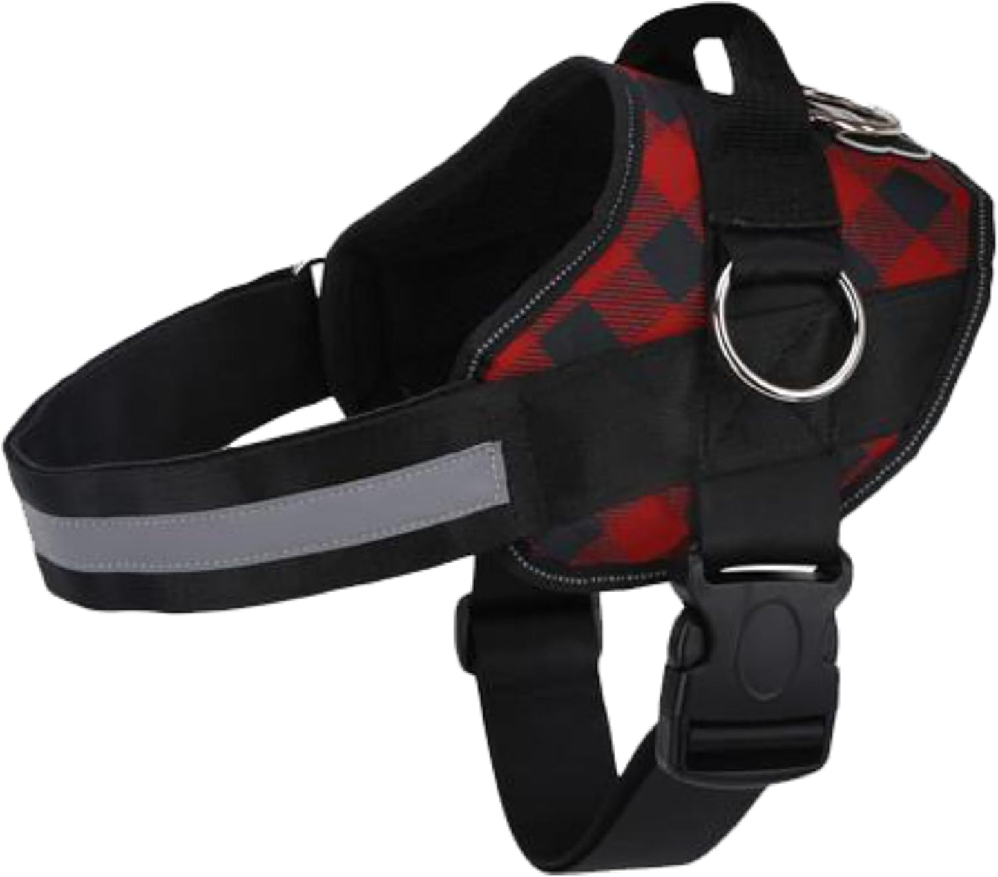 Joyride Basic Essential Dog Harness 1.0 - Small, Medium, Large Dogs, No-Pull Pet Vest with 3 Side Rings for Leash Placement, Adjustable for Training (Red Plaid, 2XL)