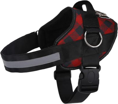 Joyride Basic Essential Dog Harness 1.0 - Small, Medium, Large Dogs, No-Pull Pet Vest with 3 Side Rings for Leash Placement, Adjustable for Training (Red Plaid, 2XL)