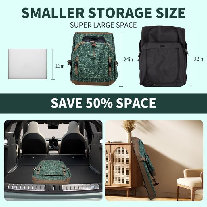 Extra Large Cat Carrier Soft Sided, Portable Small Dog Carrier for 2 Cats, 24"x16.5"x16" Car Travel Folding Comfortable Design, Green