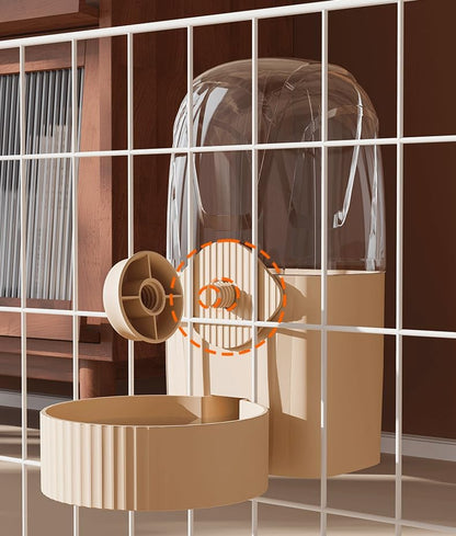 Hanging Cage Automatic Pet Food Water Dispenser 34oz, Large Capacity Feeder Gravity Refill Food and Siphon Suction Water Set for Dog Cat Rabbit Chinchilla and Ferret (Water Dispenser)