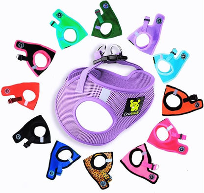 EcoBark Dog Harness - Teacup Dog XXXS Small Dogs - Step in Mesh No Pull Mini Body Vest Halter - Puppy Harness - Toy Breed Harness Vest Under 5 pounds lbs (XXXS, Lavender)