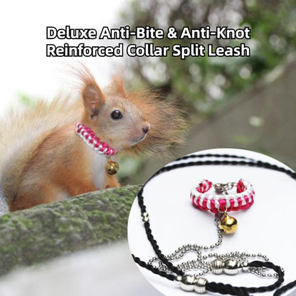 Squirrel Traction Rope Strap Anti-Biting Chain Rope, Small Animal Walking Collar Harness with Lead Leash for Hamster Gerbil Rat Mouse Ferret Chinchilla (Pink)