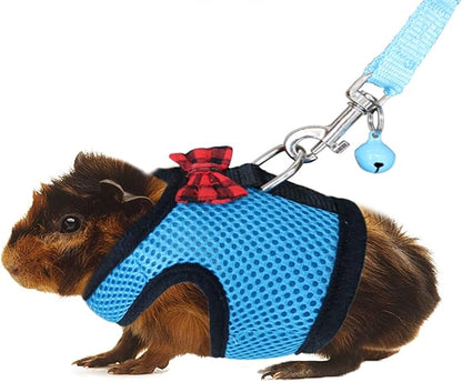 Rypet Ferret Harness and Leash - Soft Mesh Small Pet Harness with Safe Bell, No Pull Comfort Padded Vest for Guinea Pig, Hamster, Rats and Similar Small Animals