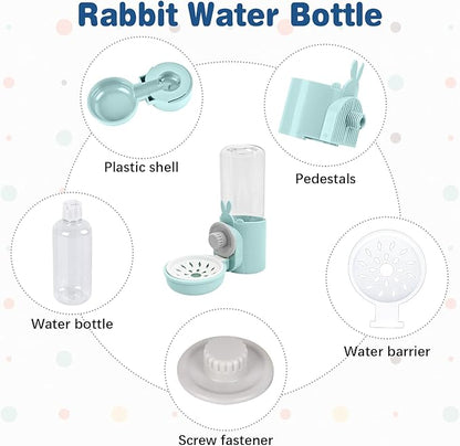 kathson Rabbit Water Dispenser for Cage 17 Oz Hanging Guinea Pig Water Bottle No Drip Gravity Automatic Bunny Water Bottle No Leak Small Animal Water Bottle for Chinchilla Ferret Hamster(Light Blue)
