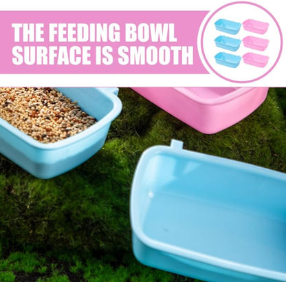 POPETPOP 6pcs Small Feeder Bowl Basic Dish Rabbit Feeder Waterer Hanging Cups Treats Drinker Bath Food Water Bowls for Birds Rats Small Pets
