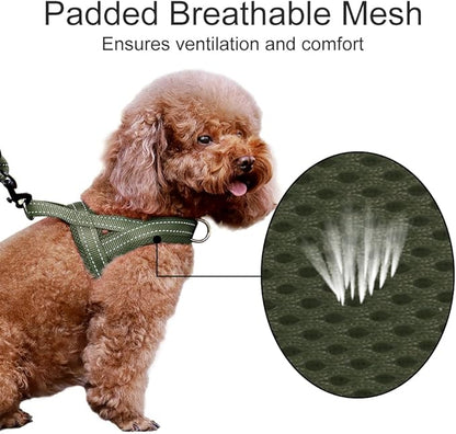 Plutus Pet No Pull Dog Harness with Breathable Mesh Padded, Adjustable Reflective Escape Proof Dog Harness, Quick Fit Dog Vest Harness for Small Medium Large Dogs(M, Ranger Green)