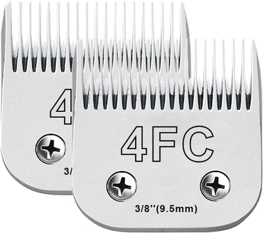 2PCS 4FC Blades Dog Grooming Blades Compatible with Andis Dog Clippers,Dog Clipper Blades Compatible with Oster A5,Wahl km10 Dog Clippers for Animal Dog Cat Horse,Stainless-Steel Blade Sharp