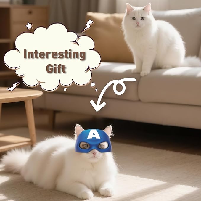 Cat Bat Mask Halloween Costumes Accessories for Cats, Cat Bat Cosplay Apparel (Medium, Blue Captain)