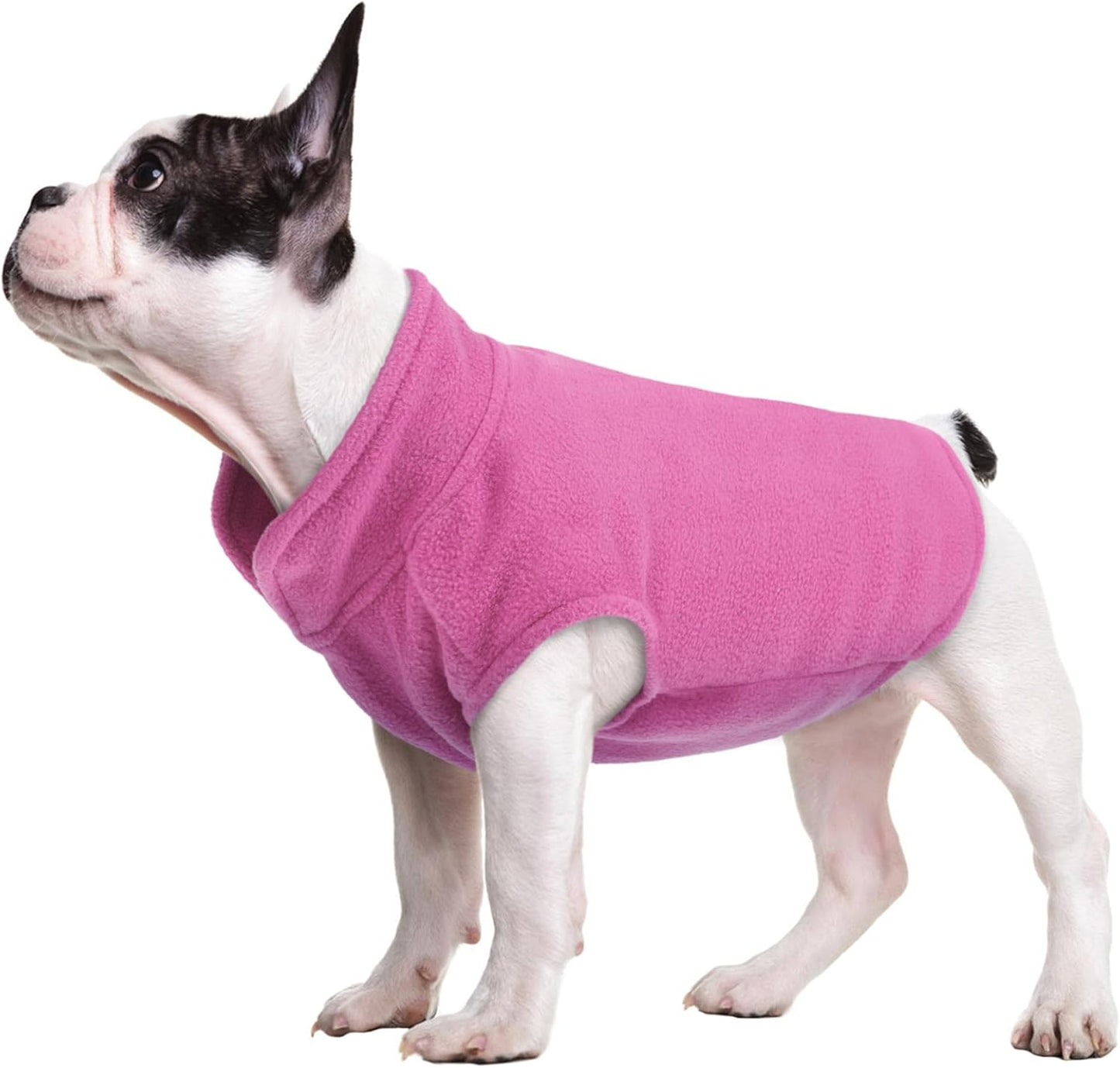 FUAMEY Dog Fleece Vest for Small Dogs,Warm Stretchy Dog Sweatshirts Pullover with Leash Hole Dogs Sweater Soft Pet Turtleneck Cozy Pet Vest Lightweight Sleeveless Pink S
