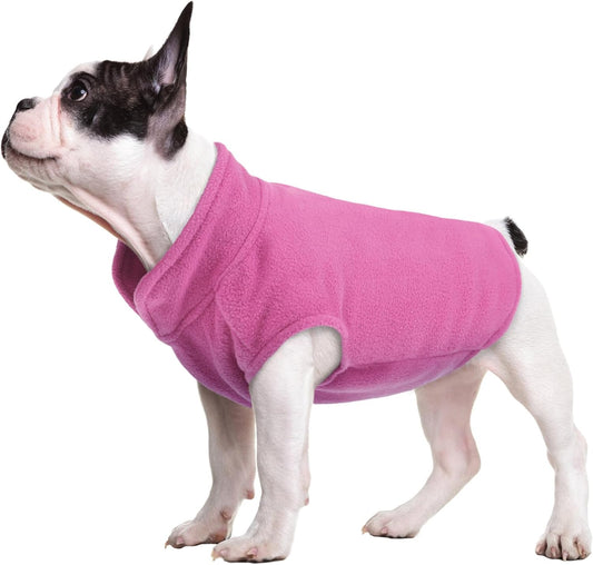 FUAMEY Dog Fleece Vest for Small Dogs,Warm Stretchy Dog Sweatshirts Pullover with Leash Hole Dogs Sweater Soft Pet Turtleneck Cozy Pet Vest Lightweight Sleeveless Pink S