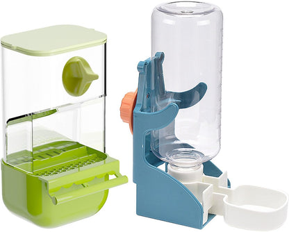 Automatic Bird Feeder for Cage, No Mess Automatic Bird Feeder Water Dispenser Set Acrylic Parrot Food Container Drinker Cage Accessories for Parakeet Canary Finch Cockatiel Lovebirds