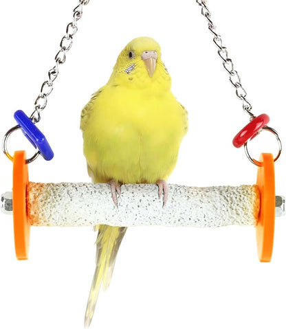 Sweet Feet and Beak Roll Swing and Perch Bird Toys - Keeps Nails and Beak in Top Condition - Handmade Pet Supplies - Safe and Non-Toxic Bird Cages Accessories - Parrot Toys (4.5" Orange XS)