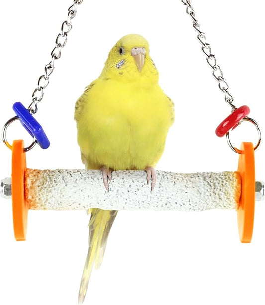 Sweet Feet and Beak Roll Swing and Perch Bird Toys - Keeps Nails and Beak in Top Condition - Handmade Pet Supplies - Safe and Non-Toxic Bird Cages Accessories - Parrot Toys (4.5" Orange XS)