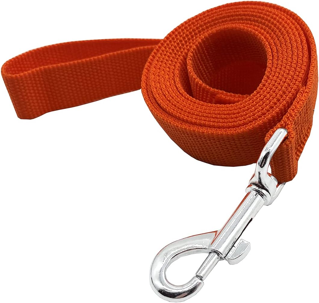 Nylon Dog Training Leash, Traction Rope, 4Ft /5 Foot /6 Feet Long, 5/8 inch 3/4 Inch 1 Inch Wide, for Small and Medium Dogs (Orange, 1'' x 20 FT)