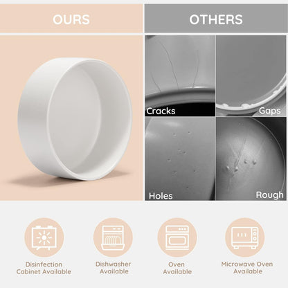 SPUNKYJUNKY Ceramic Dog and Cat Bowl Set with Wooden Stand, Modern Cute Weighted Food Water Bowl Set for Medium to Large Size Dogs (42 OZ, 2 × Black)