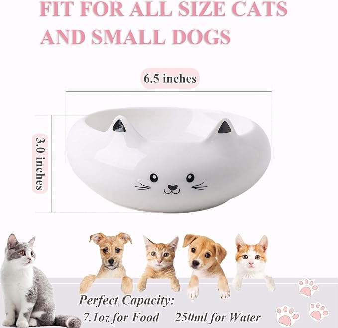 Stocking Stuffers for Teen Girls, Cute Room Decor, Key Holder, Desk Décor, Ceramic Clip Holder, Trinket Dish, Cat Food Bowl, Kitten Water Bowls with 7.1oz Capacity, Multi-Use & Gifts for Girl