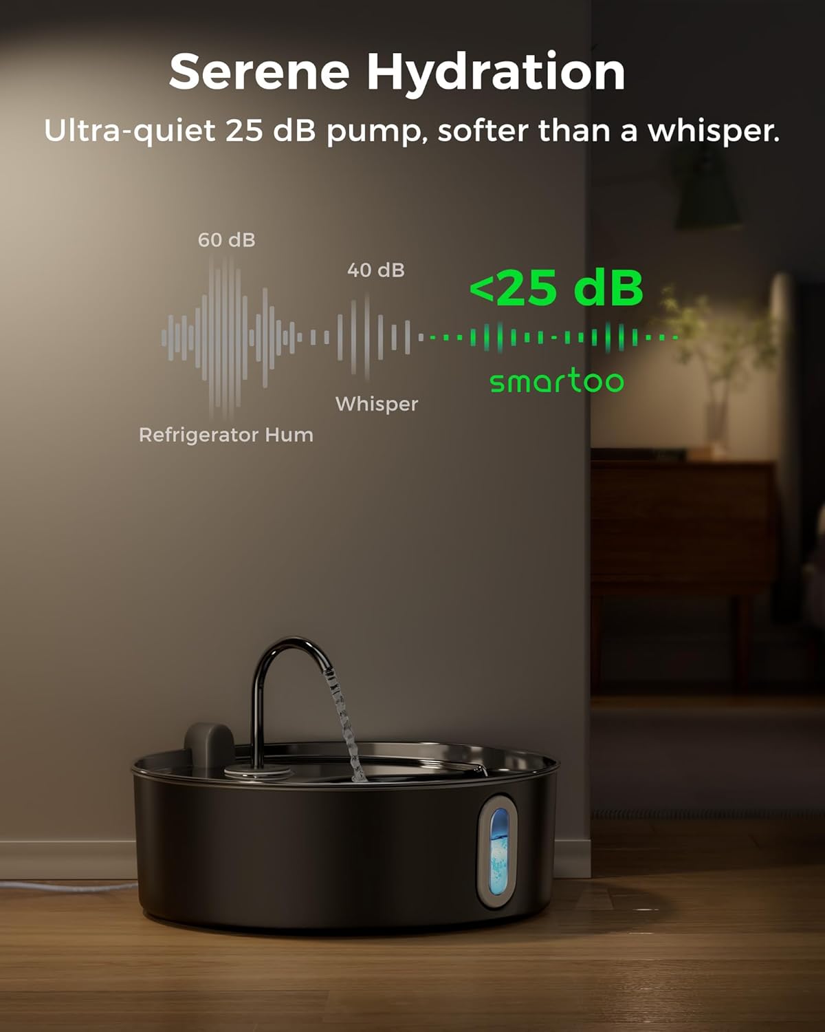 Dog Water Fountain for Large Dogs 7L/236oz Stainless Steel Dog Water Bowl Dispenser Automatic Pet Water Fountain, Multi-Filtration Pet Fountain with Ultra-Quiet Pump (Black)